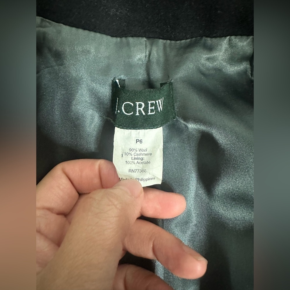 J. Crew Black Pea Coat with Gold Buttons size Petite 6 - Picture 5 of 8